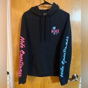 Nike Black Hoodie with Pink and Blue Accents